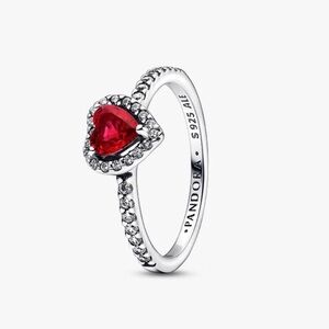 Authentic Pandora Elevated Red Heart Ring - Size 7.5 - NWT